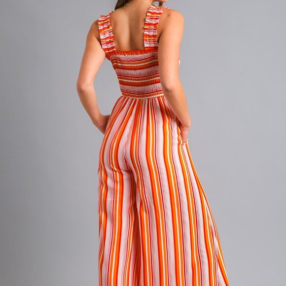 Umgee Striped Jumpsuit pockets NWOT - Picture 3 of 10